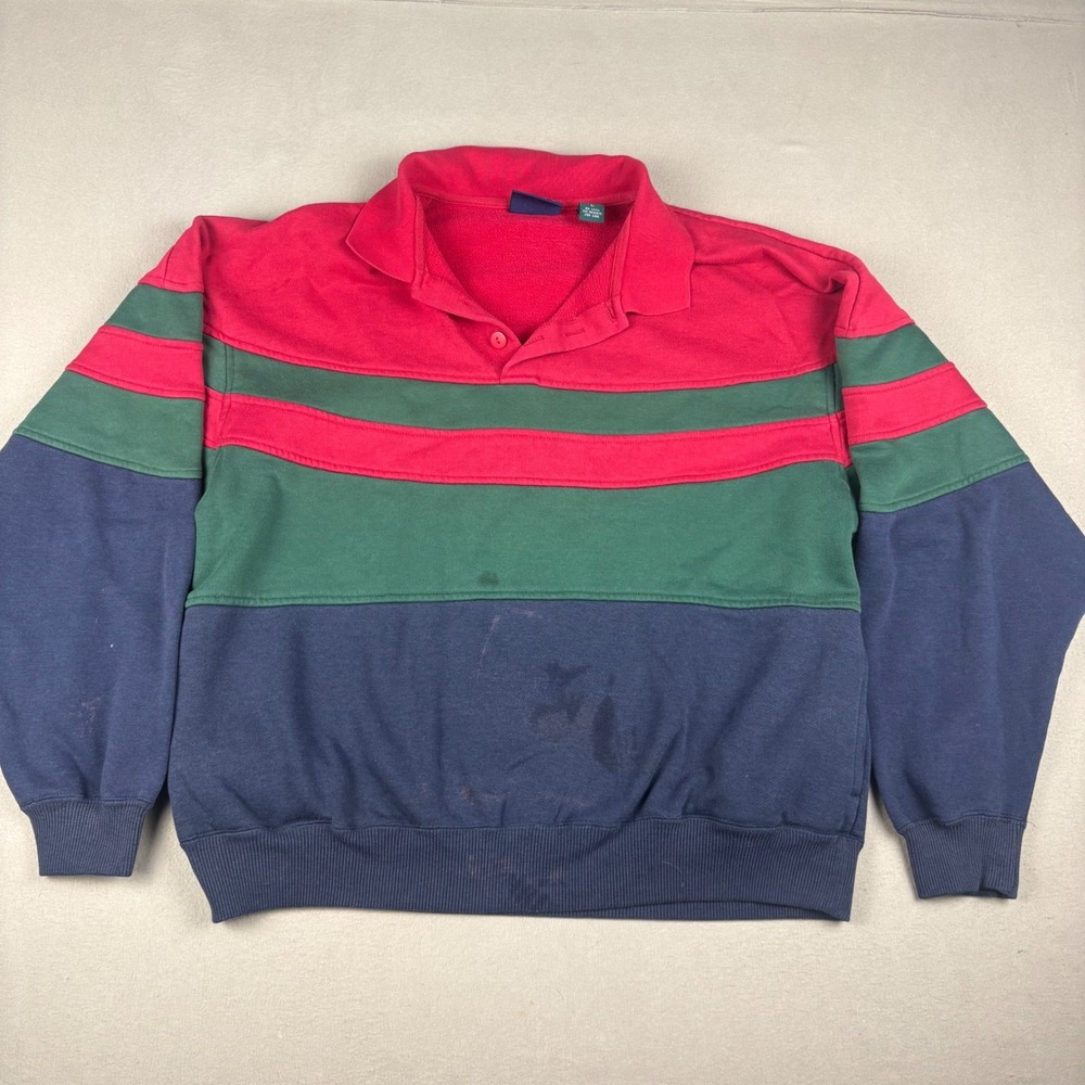 Vintage Claybrooke Sport Colorblock Sweatshirt Mens Large Red Green Navy 90s L